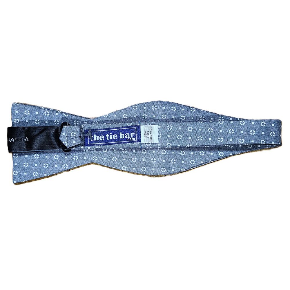 The Tie Bar Set of 3 Bow Ties Cotton Linen Silk Silver Gray Blue Geometric - Picture 15 of 15